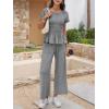 imageCicy Bell Womens 2 Piece Outfits Smocked Short Sleeve Tops Wide Leg Elastic Waist Pants Casual Boho Lounge Matching SetsGrey