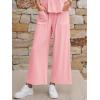 imageCicy Bell Womens 2 Piece Outfits Smocked Short Sleeve Tops Wide Leg Elastic Waist Pants Casual Boho Lounge Matching SetsPink