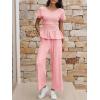 imageCicy Bell Womens 2 Piece Outfits Smocked Short Sleeve Tops Wide Leg Elastic Waist Pants Casual Boho Lounge Matching SetsPink