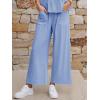 imageCicy Bell Womens 2 Piece Outfits Smocked Short Sleeve Tops Wide Leg Elastic Waist Pants Casual Boho Lounge Matching SetsSky Blue