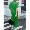 imageCicy Bell Womens 2 Piece Outfits Textured Color Block Half Zipper Puff Short Sleeve Tops Cropped Wide Leg Pant Lounge SetsGreen