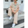 imageCicy Bell Womens 2 Piece Outfits Textured Color Block Half Zipper Puff Short Sleeve Tops Cropped Wide Leg Pant Lounge SetsLight Khaki