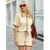 imageCicy Bell Womens 2 Piece Short Sets Summer Short Sleeve Collared Tops Beach Vacation Cover Up Crochet Knit Lounge OutfitsBeige