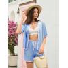 imageCicy Bell Womens 2 Piece Short Sets Summer Short Sleeve Collared Tops Beach Vacation Cover Up Crochet Knit Lounge OutfitsBlue