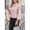 imageCicy Bell Womens 34 Bell Sleeve Button Down Shirts V Neck Trendy Casual Blouses Loose Fit Work Cotton TopsBean Paste