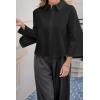 imageCicy Bell Womens 34 Bell Sleeve Button Down Shirts V Neck Trendy Casual Blouses Loose Fit Work Cotton TopsBlack