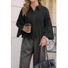 imageCicy Bell Womens 34 Bell Sleeve Button Down Shirts V Neck Trendy Casual Blouses Loose Fit Work Cotton TopsBlack