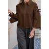 imageCicy Bell Womens 34 Bell Sleeve Button Down Shirts V Neck Trendy Casual Blouses Loose Fit Work Cotton TopsCoffee