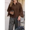 imageCicy Bell Womens 34 Bell Sleeve Button Down Shirts V Neck Trendy Casual Blouses Loose Fit Work Cotton TopsCoffee