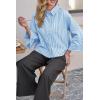 imageCicy Bell Womens 34 Bell Sleeve Button Down Shirts V Neck Trendy Casual Blouses Loose Fit Work Cotton TopsLight Blue