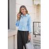 imageCicy Bell Womens 34 Bell Sleeve Button Down Shirts V Neck Trendy Casual Blouses Loose Fit Work Cotton TopsLight Blue