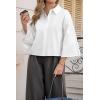 imageCicy Bell Womens 34 Bell Sleeve Button Down Shirts V Neck Trendy Casual Blouses Loose Fit Work Cotton TopsWhite