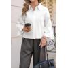 imageCicy Bell Womens 34 Bell Sleeve Button Down Shirts V Neck Trendy Casual Blouses Loose Fit Work Cotton TopsWhite