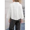 imageCicy Bell Womens 34 Bell Sleeve Button Down Shirts V Neck Trendy Casual Blouses Loose Fit Work Cotton TopsWhite