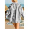 imageCicy Bell Womens 34 Sleeve Striped Button Down Shirts Summer V Neck Tops Casual Loose Fit Work BlouseBlack