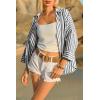 imageCicy Bell Womens 34 Sleeve Striped Button Down Shirts Summer V Neck Tops Casual Loose Fit Work BlouseBlack