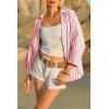 imageCicy Bell Womens 34 Sleeve Striped Button Down Shirts Summer V Neck Tops Casual Loose Fit Work BlouseRed