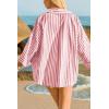 imageCicy Bell Womens 34 Sleeve Striped Button Down Shirts Summer V Neck Tops Casual Loose Fit Work BlouseRed