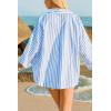 imageCicy Bell Womens 34 Sleeve Striped Button Down Shirts Summer V Neck Tops Casual Loose Fit Work BlouseSky Blue