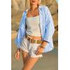 imageCicy Bell Womens 34 Sleeve Striped Button Down Shirts Summer V Neck Tops Casual Loose Fit Work BlouseSky Blue