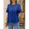 imageCicy Bell Womens Babydoll Lace Blouses Short Sleeve Ruffle Crew Neck Peplum Tops Dressy Casual Loose Fit ShirtsBaby Blue