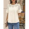 imageCicy Bell Womens Babydoll Lace Blouses Short Sleeve Ruffle Crew Neck Peplum Tops Dressy Casual Loose Fit ShirtsBeige