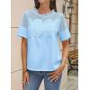 imageCicy Bell Womens Babydoll Lace Blouses Short Sleeve Ruffle Crew Neck Peplum Tops Dressy Casual Loose Fit ShirtsSky Blue