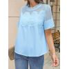 imageCicy Bell Womens Babydoll Lace Blouses Short Sleeve Ruffle Crew Neck Peplum Tops Dressy Casual Loose Fit ShirtsSky Blue