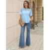imageCicy Bell Womens Babydoll Lace Blouses Short Sleeve Ruffle Crew Neck Peplum Tops Dressy Casual Loose Fit ShirtsSky Blue