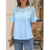 imageCicy Bell Womens Babydoll Lace Blouses Short Sleeve Ruffle Crew Neck Peplum Tops Dressy Casual Loose Fit ShirtsSky Blue