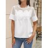 imageCicy Bell Womens Babydoll Lace Blouses Short Sleeve Ruffle Crew Neck Peplum Tops Dressy Casual Loose Fit ShirtsWhite