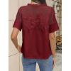 imageCicy Bell Womens Babydoll Lace Blouses Short Sleeve Ruffle Crew Neck Peplum Tops Dressy Casual Loose Fit ShirtsWine Red