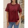 imageCicy Bell Womens Babydoll Lace Blouses Short Sleeve Ruffle Crew Neck Peplum Tops Dressy Casual Loose Fit ShirtsWine Red