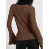 imageCicy Bell Womens Bell Long Sleeve Tops Going Out Knitted Fall Pullover Lightweight Sweater ShirtsCoffee