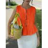 imageCicy Bell Womens Bow Front Tie Tank Tops Pleated Babydoll Top Sleeveless Cute Coquette Shirt Summer OutfitsOrange