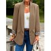 imageCicy Bell Womens Business Casual Blazer Shawl Collar Work Long Sleeve Leopard Open Front Oversized Suit JacketDark Khaki