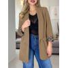 imageCicy Bell Womens Business Casual Blazer Shawl Collar Work Long Sleeve Leopard Open Front Oversized Suit JacketDark Khaki