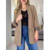 imageCicy Bell Womens Business Casual Blazer Shawl Collar Work Long Sleeve Leopard Open Front Oversized Suit JacketKhaki