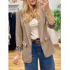 imageCicy Bell Womens Business Casual Blazer Shawl Collar Work Long Sleeve Leopard Open Front Oversized Suit JacketKhaki