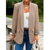 imageCicy Bell Womens Business Casual Blazer Shawl Collar Work Long Sleeve Leopard Open Front Oversized Suit JacketKhaki