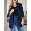 imageCicy Bell Womens Business Casual Blazer Shawl Collar Work Long Sleeve Leopard Open Front Oversized Suit JacketNavy