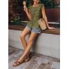 imageCicy Bell Womens Cap Sleeve Peplum Tank Tops Summer Babydoll Smocked Cotton Shirts Casual Crew Neck Pleated Blouse Army Green