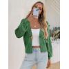imageCicy Bell Womens Cropped Crochet Cardigans Hollow Out Button Down Lantern Sleeve Knit Sweaters Casual Mesh Loose Fit Cover UpGreen
