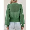imageCicy Bell Womens Cropped Crochet Cardigans Hollow Out Button Down Lantern Sleeve Knit Sweaters Casual Mesh Loose Fit Cover UpGreen