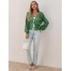 imageCicy Bell Womens Cropped Crochet Cardigans Hollow Out Button Down Lantern Sleeve Knit Sweaters Casual Mesh Loose Fit Cover UpGreen