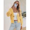 imageCicy Bell Womens Cropped Crochet Cardigans Hollow Out Button Down Lantern Sleeve Knit Sweaters Casual Mesh Loose Fit Cover UpYellow