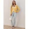 imageCicy Bell Womens Cropped Crochet Cardigans Hollow Out Button Down Lantern Sleeve Knit Sweaters Casual Mesh Loose Fit Cover UpYellow