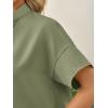 imageCicy Bell Womens Cropped Short Sleeve Button Down Shirts Pleated Summer Dressy Casual Blouse Stand Collar Loose Fit TopsArmy Green