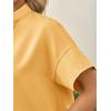 imageCicy Bell Womens Cropped Short Sleeve Button Down Shirts Pleated Summer Dressy Casual Blouse Stand Collar Loose Fit TopsLight Yellow
