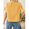 imageCicy Bell Womens Cropped Short Sleeve Button Down Shirts Pleated Summer Dressy Casual Blouse Stand Collar Loose Fit TopsLight Yellow